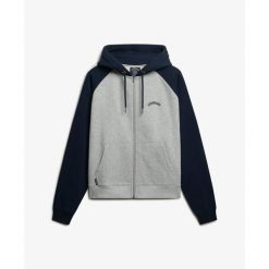 Bluza damska z kapturem Superdry Essential Logo OSZ Raglan ZH. Niebieskie bluzy Superdry, bez wzorów, z kapturem. Za 325.60 zł.