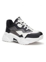 Trendyol Sneakersy w kolorze czarno-szaro-białym rozmiar: 35. Białe trampki Trendyol, bez wzorów, bez zapięcia. Za 130.99 zł.