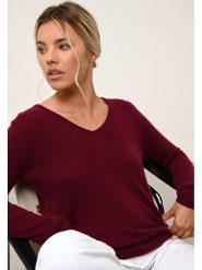 Just Cashmere Kaszmirowy sweter "Joan" w kolorze bordowym rozmiar: M. Czerwone swetry Just Cashmere, m, bez wzorów, z kaszmiru, bez ramiączek. Za 237.73 zł.