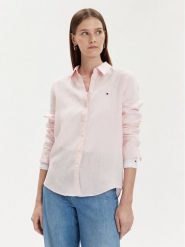 Tommy Hilfiger Koszula WW0WW42037 Różowy Relaxed Fit. Czerwone koszule TOMMY HILFIGER, bez wzorów, ze lnu, bez kołnierzyka, bez ramiączek. Za 299.99 zł.