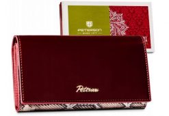 Portfel skórzany Peterson [DH] PTN BS-411-4644 SN/R czerwony. Czerwone portfele Peterson, bez wzorów, ze skóry. Za 119.99 zł.