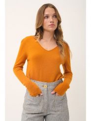 Just Cashmere Kaszmirowy sweter "Joan" w kolorze pomarańczowym rozmiar: XXL. Pomarańczowe swetry Just Cashmere, xxl, bez wzorów, z kaszmiru, bez ramiączek. Za 247.69 zł.