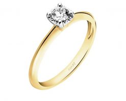 Pierścionek z żółtego i białego złota z brylantem - 0,15 ct - próba 585. Białe pierścionki Apart, z brylantem, złote. Za 3,090.00 zł.