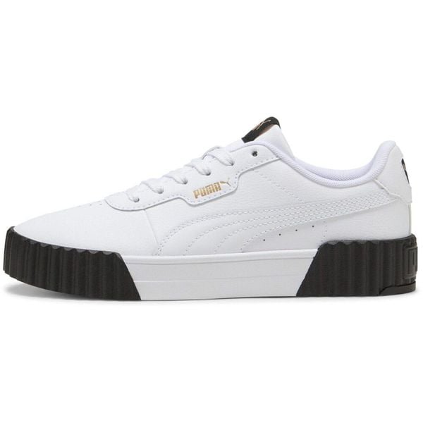 Buty sportowe Puma Carina 3.0. Białe obuwie sportowe Puma, ze skóry ekologicznej, bez zapięcia, trekkingowe. Za 279.99 zł.