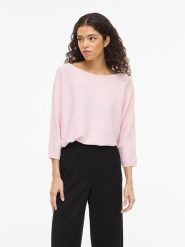 Vila Koszulka "Vimalu" w kolorze jasnoróżowym rozmiar: XL. Różowe bluzki Vila, s, bez wzorów, z materiału, bez kołnierzyka, bez ramiączek. Za 83.81 zł.