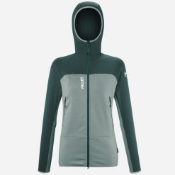 Bluza turystyczna damska Millet Fusion Grid Hoodie active fit Polartec PowerGrid. Zielone bluzy Millet, l, bez wzorów, z tkaniny, z kapturem. Za 769.00 zł.