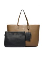 Tommy Hilfiger Torebka Th Icon Tote AW0AW18173 Brązowy. Brązowe shopper TOMMY HILFIGER, bez wzorów, ze skóry, bez dodatków. Za 649.99 zł.
