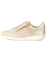 Geox Skórzane sneakersy "Myria" w kolorze złoto-beżowym rozmiar: 36. Brązowe trampki Geox, bez wzorów, z materiału, bez zapięcia. Za 136.13 zł.