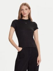 Guess T-Shirt W5BP07 KCGM2 Czarny Slim Fit. Czarne t-shirty Guess, xl, z aplikacjami, z syntetyku, bez kołnierzyka, bez ramiączek. Za 89.99 zł.