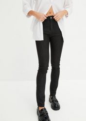 Dżinsy Skinny mid waist. Czarne jeansy bonprix, bez wzorów. Za 124.99 zł.
