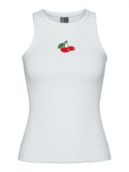 Pieces Top "May" w kolorze białym rozmiar: L. Białe topy Pieces, l, bez wzorów, bez kołnierzyka, bez ramiączek. Za 65.85 zł.