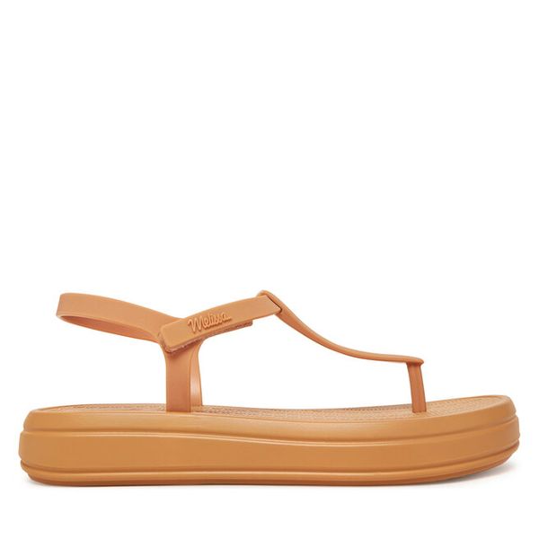 Sandały Melissa. Brązowe sandały Melissa, bez wzorów, bez obcasa, na płaskiej podeszwie, bez zapięcia. Za 289.99 zł.