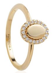 Pandora Pozłacany pierścionek z cyrkoniami rozmiar: 54. Żółte pierścionki Pandora, z cyrkonią, pozłacane. Za 371.45 zł.