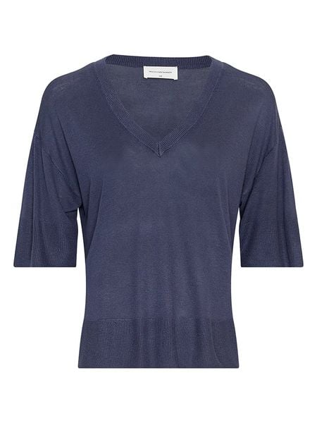 MOSS COPENHAGEN Bluzka w kolorze granatowym rozmiar: M/L. Niebieskie bluzki Moss Copenhagen, l, bez wzorów, bez kołnierzyka, bez ramiączek. Za 96.14 zł.