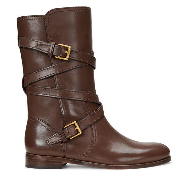 Botki LAUREN RALPH LAUREN. Brązowe botki Lauren Ralph Lauren, bez wzorów, bez obcasa, na płaskiej podeszwie, bez zapięcia. Za 1,169.00 zł.