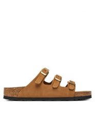 Birkenstock Klapki Florida 1033203 Brązowy. Brązowe klapki Birkenstock, bez wzorów, z nubiku, bez obcasa. Za 584.99 zł.