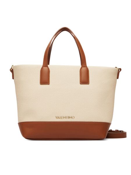Valentino Torebka Atena Re VBS9PS04 Beżowy. Brązowe shopper Valentino, bez wzorów, z materiału, bez dodatków. Za 359.99 zł.