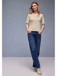 Street One Koszulka w kolorze beżowym rozmiar: 36. Brązowe bluzki Street One, bez wzorów, street, bez kołnierzyka, bez ramiączek. Za 83.81 zł.