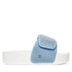 Klapki Liu Jo. Niebieskie klapki Liu Jo, bez wzorów, bez obcasa. Za 229.99 zł.