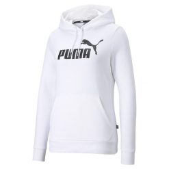 Damska bluza z kapturem z logo Essentials PUMA White. Białe bluzy Puma, na zimę, s, bez wzorów, z kapturem. Za 215.80 zł.