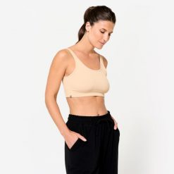 Stanik sportowy Kimjaly. Brązowe bielizna sportowa DOMYOS, m, bez wzorów, z elastanu. Za 69.99 zł.