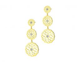 Kolczyki z żółtego złota z diamentami - rozety - 0,03 ct - próba 375. Żółte kolczyki Apart, z diamentem, złote. W wyprzedaży za 1,393.00 zł.