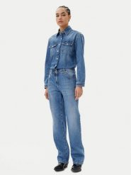 PINKO Kombinezon Tsavo Tuta 104897 Niebieski Regular Fit. Niebieskie sukienki Pinko, bez wzorów, z bawełny, bez kołnierzyka, bez ramiączek. Za 1,089.00 zł.