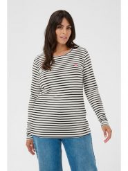 KAFFE curve Koszulka "Clia" w kolorze biało-czarnym rozmiar: XL. Białe bluzki KAFFE curve, xl, bez wzorów, bez kołnierzyka, bez ramiączek. Za 104.99 zł.