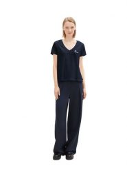 TOM TAILOR Denim Koszulka w kolorze granatowym rozmiar: L. Niebieskie bluzki TOM TAILOR DENIM, l, bez wzorów, z bawełny, bez kołnierzyka, bez ramiączek. Za 56.99 zł.