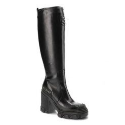 Czarne Kozaki Carinii Eleganckie Skórzane Buty Na Obcasie. Czarne kozaki Carinii, ze skóry, bez obcasa, na obcasie, bez zapięcia. Za 469.00 zł.