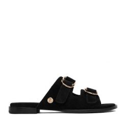 Klapki U.S. Polo Assn. Czarne klapki U.S. Polo Assn., bez wzorów, bez obcasa. Za 269.99 zł.