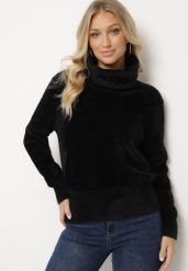 Czarny Klasyczny Golf z Dodatkiem Kaszmiru Edinora. Czarne golfy Born2be, bez wzorów, z jeansu, bez ramiączek. Za 139.99 zł.