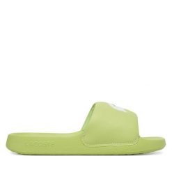 Klapki Lacoste. Zielone klapki Lacoste, bez wzorów, bez obcasa. Za 231.99 zł.