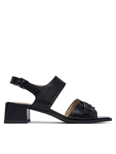 Caprice Sandały 9-28204-46 Czarny. Czarne sandały Caprice, bez wzorów, ze skóry, bez obcasa, na słupku, bez zapięcia. Za 233.99 zł.