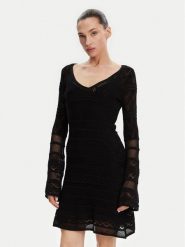 Guess Sukienka dzianinowa W5GK48 Z3E22 Czarny Slim Fit. Czarne sukienki Guess, xl, z aplikacjami, z dzianiny, bez kołnierzyka, bez ramiączek. Za 332.00 zł.