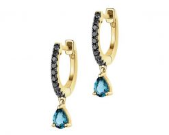 Kolczyki z żółtego złota z czarnymi brylantami i topazami London Blue - próba 585. Czarne kolczyki Apart, z brylantem, złote. Za 2,259.00 zł.
