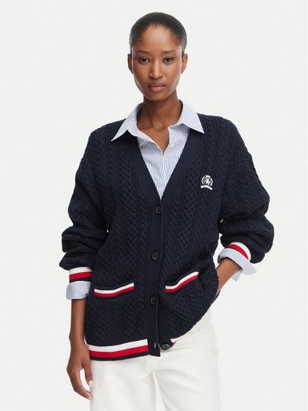 Tommy Jeans Kardigan DW0DW22934 Granatowy Regular Fit. Niebieskie kardigany Tommy Jeans, s, bez wzorów, z bawełny. Za 512.99 zł.