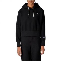 Bluza sportowa damska Champion Wmns Reverse Weave Cropped Hoodie. Czarne bluzy Champion, xs, bez wzorów, z kapturem. Za 583.00 zł.