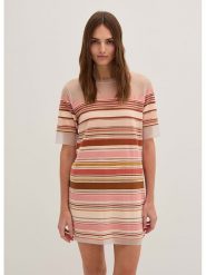 STEFANEL Sukienka w kolorze beżowo-jasnoróżowym rozmiar: L. Brązowe sukienki Stefanel, l, bez wzorów, bez kołnierzyka, bez ramiączek, mini. Za 260.99 zł.
