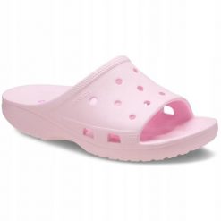 Klapki Dla Dorosłych Crocs Saturday Slide. Czerwone klapki Crocs, bez wzorów, z materiału, bez obcasa. Za 139.99 zł.