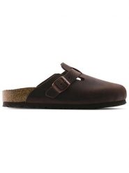 Birkenstock Klapki Boston SFB 159713 Brązowy. Brązowe klapki Birkenstock, bez wzorów, z nubiku, bez obcasa. Za 579.99 zł.