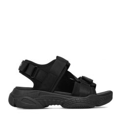 Sandały Kappa. Czarne sandały Kappa, bez wzorów, bez obcasa, na płaskiej podeszwie, bez zapięcia. Za 149.99 zł.