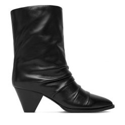 Botki Badura. Czarne botki Badura, bez wzorów, bez obcasa, na słupku, bez zapięcia. Za 459.99 zł.