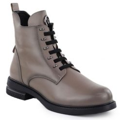 Botki damskie taupe Vinceza 26-58578. Botki VINCEZA, bez wzorów, ze skóry ekologicznej, bez obcasa, bez zapięcia. Za 189.99 zł.