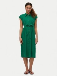 Vero Moda Sukienka koszulowa Mymilo 10282532 Zielony Regular Fit. Zielone sukienki Vero Moda, xs, bez wzorów, ze lnu, bez kołnierzyka, bez ramiączek, koszulowe. Za 159.99 zł.