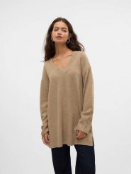 Vero Moda Sweter w kolorze beżowym rozmiar: XS. Brązowe swetry Vero Moda, xs, bez wzorów, bez ramiączek. Za 57.20 zł.