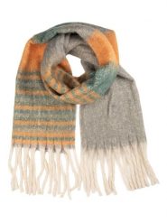 Clayre & Eef Szal w kolorze szaro-pomarańczowym - 180 x 50 cm rozmiar: onesize. Pomarańczowe szaliki Clayre & Eef, bez wzorów, z materiału. Za 74.11 zł.