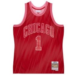 Koszulka Chicago Bulls NBA Monochrome Swingman Jersey 2008 Derrick Rose. Czerwone bluzki Mitchell & Ness, bez wzorów, z jersey, sportowe, bez kołnierzyka, bez ramiączek. Za 632.50 zł.