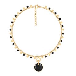 Bransoletka Sophie z czarną emalią pozłacana z medalikiem. Czarne bransoletki Lilou, pozłacane. Za 267.00 zł.