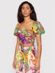 Desigual Bluzka MONSIEUR CHRISTIAN LACROIX Fiona 22SWBW27 Kolorowy Regular Fit. Bluzki Desigual, l, bez wzorów, z bawełny, bez kołnierzyka, bez ramiączek. Za 409.99 zł.